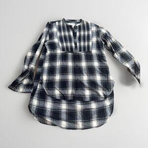 Denim & Supply Ralph Lauren Tunic Shirt Women Sz Large Black White Plaid HighLow